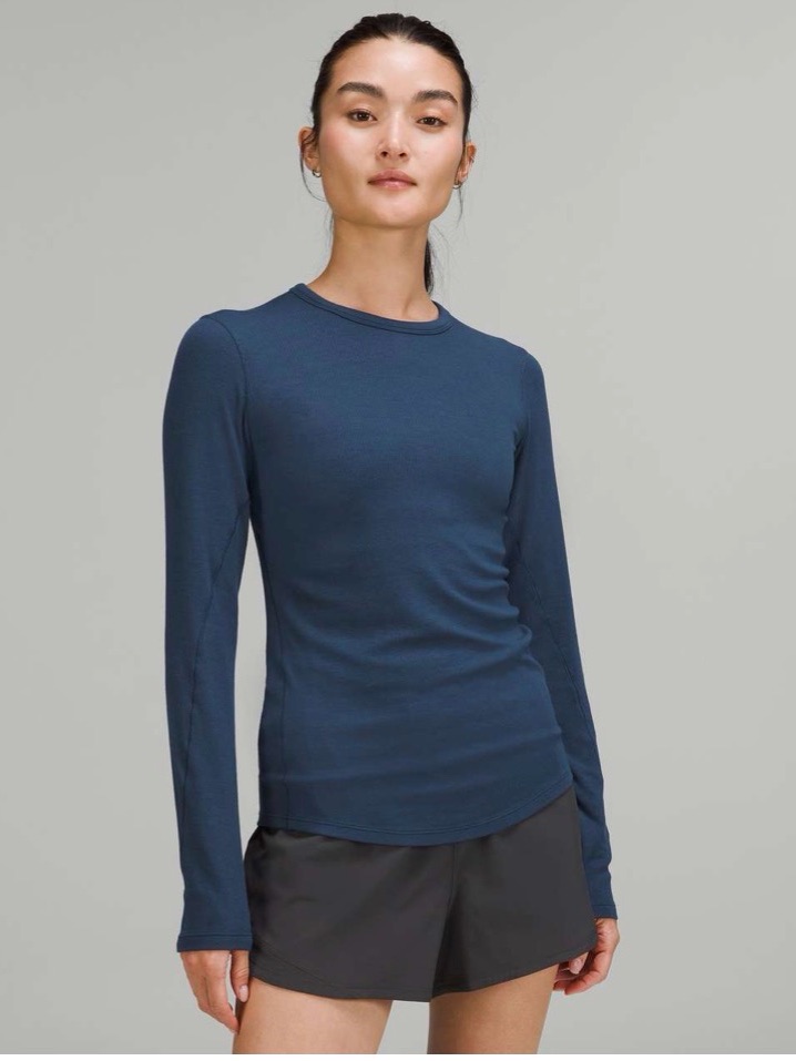 Lululemon Hold Tight Ribbed Long Sleeve Shirt Mineral Blue